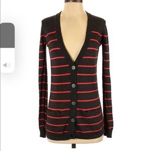 Theory | Grey Pink Stripped Long Cardigan